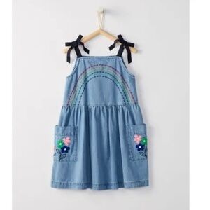 Hanna Andersson Girl's Embroidery Rainbow Floral Chambray Ribbon Sundress